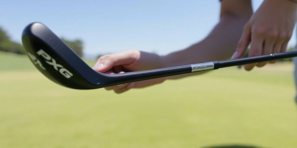 Golfer adjusting a PXG club on the green.