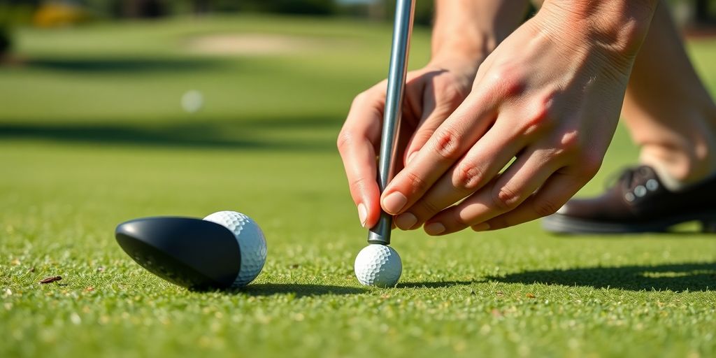 Golfer preparing to putt on a beautiful green.