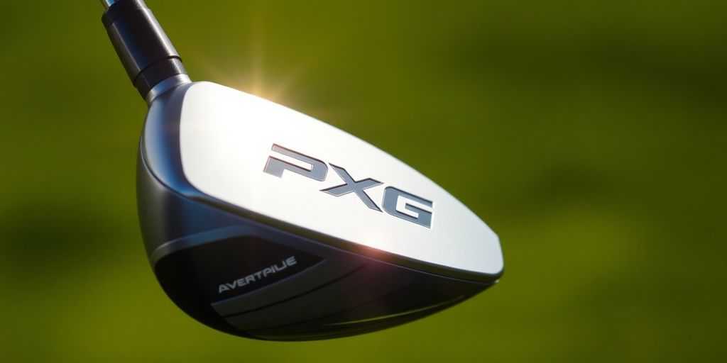 Close-up of the new PXG driver on a golf course.